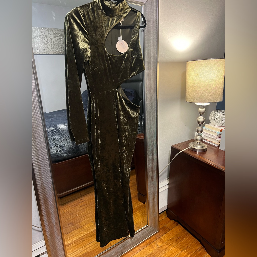 Gorgeous Olive Green, One-Shoulder Midi Dress, Size 6